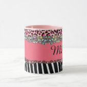 Super Girly Pink Glitter Exotic Leopard Print Mok (Midden)