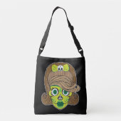 Super Girly Sugar Skull Illustratie Kunst Crossbody Tas (Achterkant)