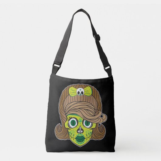 Super Girly Sugar Skull Illustratie Kunst Crossbody Tas (Voorkant)
