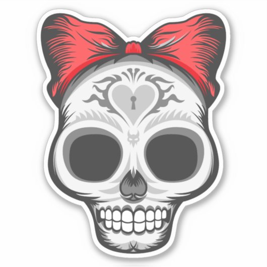 Super Girly Sugar Skull Sticker (Voorkant)