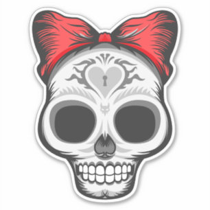 Super Girly suiker schedel illustratie Sticker