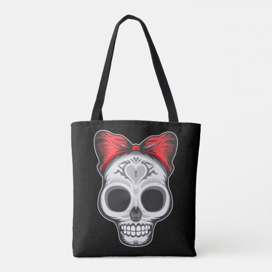 Super Girly suiker schedel illustratie Tote Bag (Achterkant)
