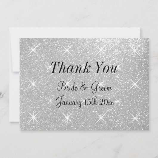 Super glamoureuze glittery bruiloft dank u kaart (Voorkant)