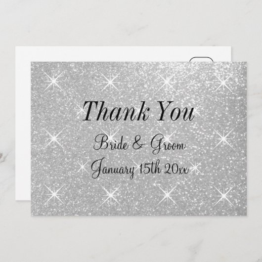 Super glamoureuze glittery bruiloft dank u kaart (Voorkant / Achterkant)