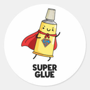 Super Glue Cute Pun Ronde Sticker