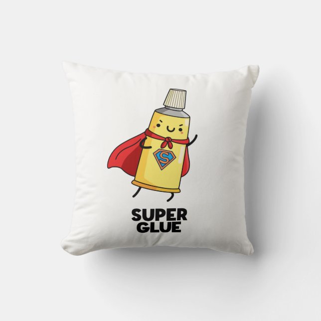 Super Glue Funny Super Hero Pun Kussen (Voorkant)
