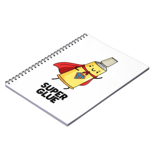 Super Glue Funny Super Hero Pun Notitieboek (Linkerzijde)
