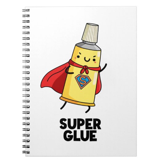 Super Glue Funny Super Hero Pun Notitieboek (Voorkant)