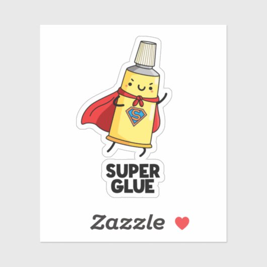 Super Glue Funny Super Hero Pun Sticker (Vel)