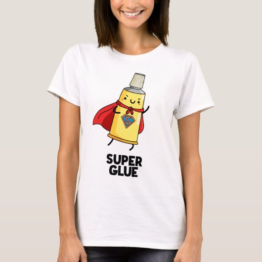 Super Glue Funny Super Hero Pun T-shirt (Voorkant)