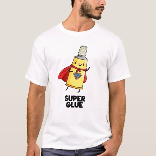 Super Glue Funny Super Hero Pun T-shirt (Voorkant)