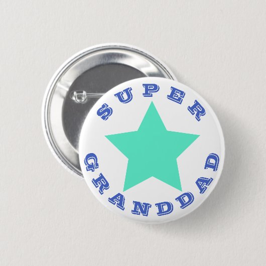 SUPER GRANDDAD - Big Blauwgroen Star-Button Ronde Button 5,7 Cm (Voorkant /achterkant)