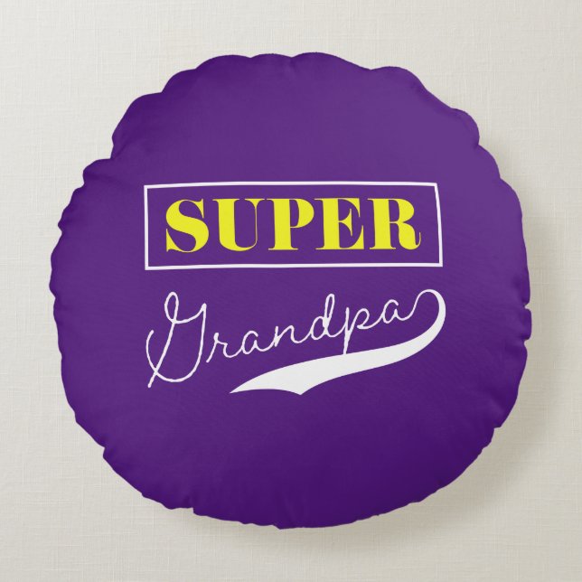Super Grandpa Rond Kussen (Voorkant)