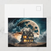 Super griezelig spookhuis onder een volle maan briefkaart (Voorkant / Achterkant)