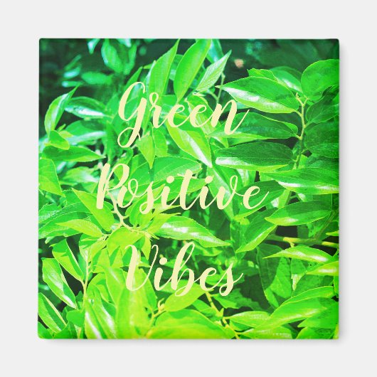 Super groene positieve vibes bladeren magneet (Voorkant)