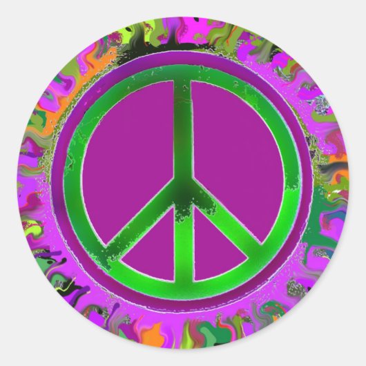 SUPER Groovy Peace Sign Ronde Sticker (Voorkant)