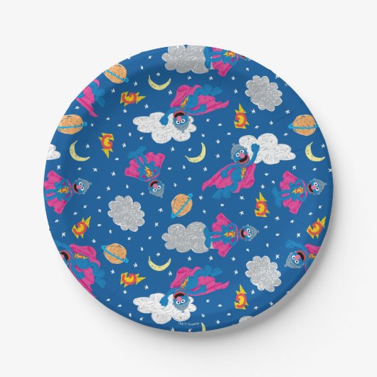 Super Grover 2.0 Night Sky Patroon Papieren Bordje (Voorkant)