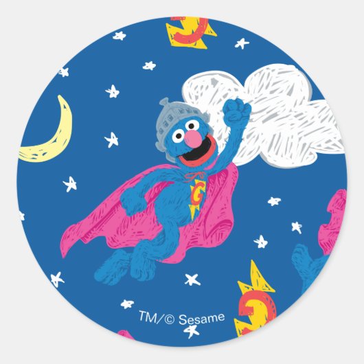 Super Grover 2.0 Night Sky Patroon Ronde Sticker (Voorkant)
