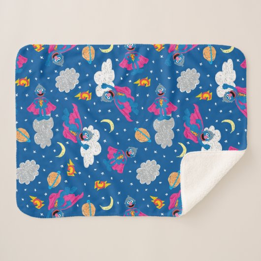 Super Grover 2.0 Night Sky Patroon Sherpa Deken (Voorkant (horizontaal))