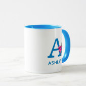 Super Grover Voeg Jouw naam & Monogram A toe Mok (Voorkant rechts)