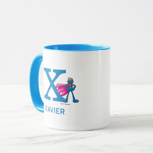 Super Grover Voeg Jouw naam & Monogram X Mok (Voorkant links)