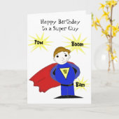 Super Guy Birthday Greeting Kaart (Gele Bloem)