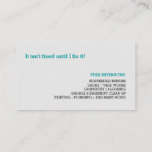 Super Handyman binnenlandse reparaties Visitekaartje (Achterkant)