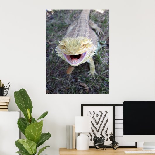 Super Happy Bearded Dragon Poster (Thuiskantoor)