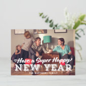 Super Happy Nieuwjaar Fotokaart Feestdagenkaart (Staand voorkant)