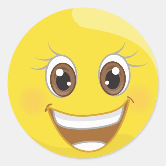 Super Happy Smile Emoji-Stickers Ronde Sticker (Voorkant)