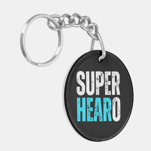 Super Hearo - Deaf / Cochlear Implant Warrior Sleutelhanger (Voorkant Links)