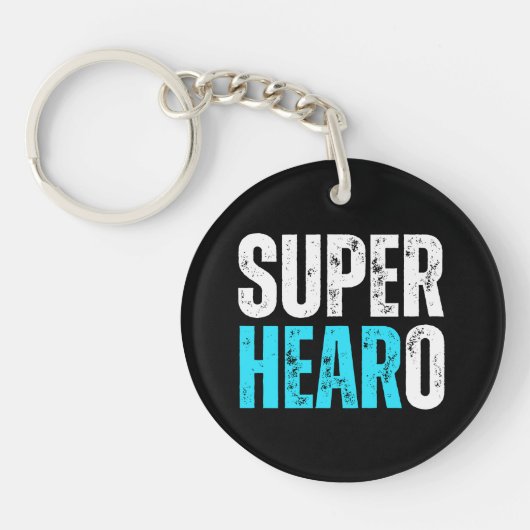 Super Hearo - Deaf / Cochlear Implant Warrior Sleutelhanger (Voorkant)