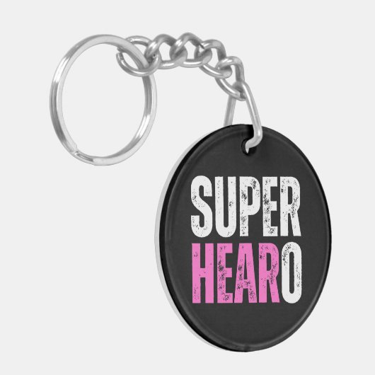Super Hearo - Deaf / Cochlear Implant Warrior Sleutelhanger (Voorkant Links)