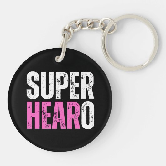 Super Hearo - Deaf / Cochlear Implant Warrior Sleutelhanger (Achterkant)