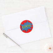 Super-held Party Thema Rood Blauw Ronde Sticker (Envelop)