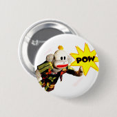 Super Held SockMonkey Ronde Button 5,7 Cm (Voorkant /achterkant)