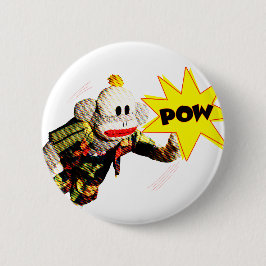 Super Held SockMonkey Ronde Button 5,7 Cm