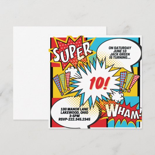 Super Helden Feest Uitnodiging (Voorkant / Achterkant)