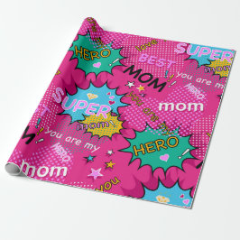 Super Helden Moeder Strip Cadeaupapier
