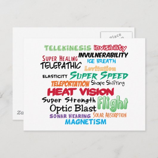 Super helden super bevoegdheden briefkaart (Voorkant / Achterkant)