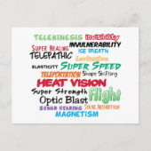 Super helden super bevoegdheden briefkaart (Voorkant)