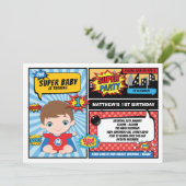 Super Hero 1e verjaardag Superhero Comics Party Kaart (Staand voorkant)