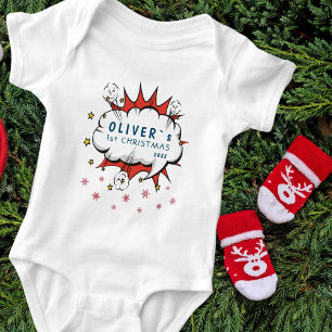 Super Hero Baby`s Eerste Kerstmis Sneeuwvlokken Ba Romper