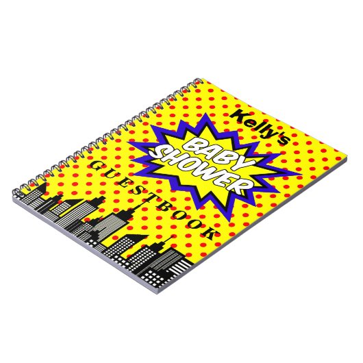 Super Hero Baby shower Custom Guest Book Notitieboek (Linkerzijde)