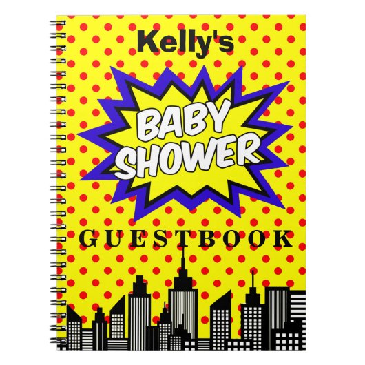 Super Hero Baby shower Custom Guest Book Notitieboek (Voorkant)