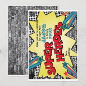SUPER HERO BIRTHDAY INVITATIE KAART (Voorkant / Achterkant)