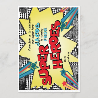 SUPER HERO BIRTHDAY INVITATIE KAART