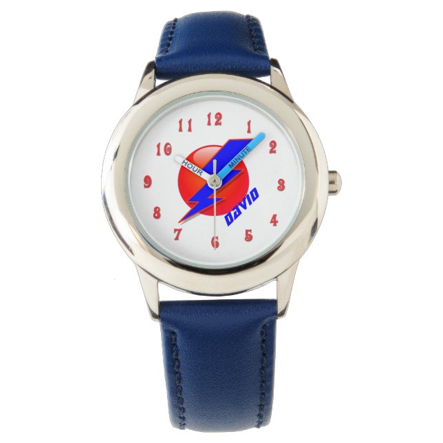 Super Hero Bolt Lightening Icon Boy's aangepaste h Horloge (Voorkant)