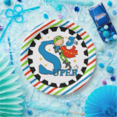 Super Hero Boy 3rd Birthday Paper Borden Papieren Bordje (Feest)