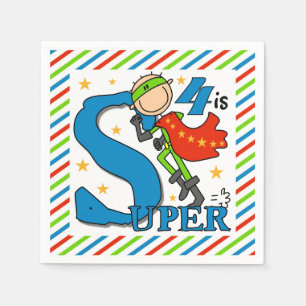 Super Hero Boy 4th Birthday Paper Napkins Servetten